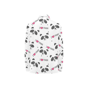 Hand Drawn faces of pandas pattern Women's Long Sleeve Polo Shirt