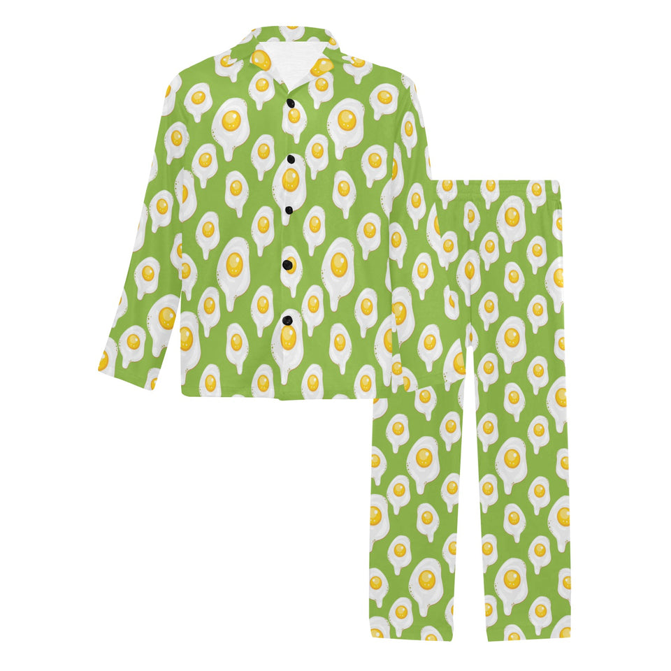 Fried Eggs Pattern Print Design 01 Men's Long Pajama Set
