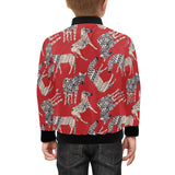 Zebra abstract red background Kids' Boys' Girls' Bomber Jacket