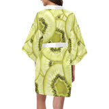 Sliced kiwi pattern Women's Short Kimono Robe