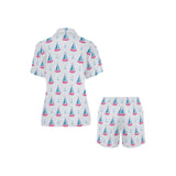 Sailboat anchor pattern Women's V-Neck Short Pajama Set