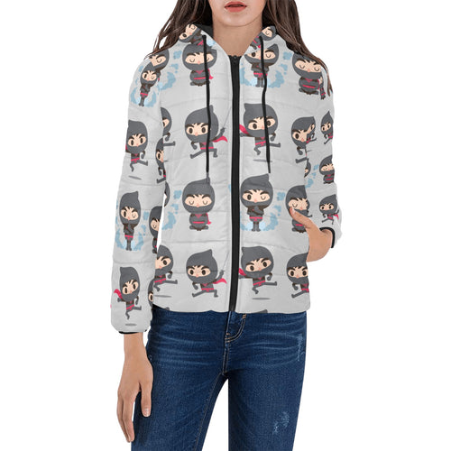 Cute ninja pattern Women's Padded Hooded Jacket