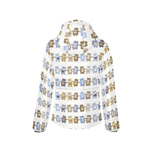 Teddy Bear Pattern Print Design 02 Women's Padded Hooded Jacket