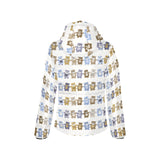 Teddy Bear Pattern Print Design 02 Women's Padded Hooded Jacket