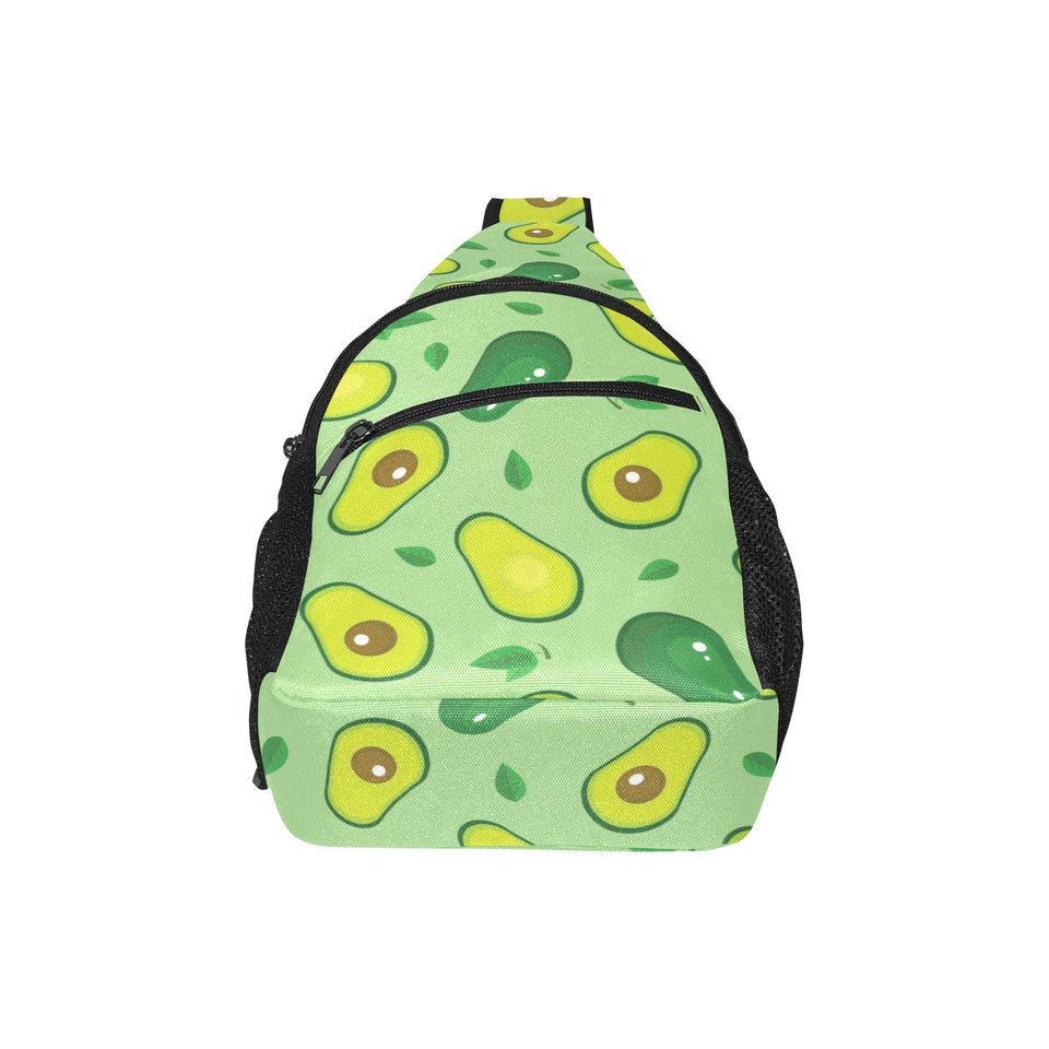 Avocado pattern green background All Over Print Chest Bag