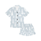 Christmas tree winter forest pattern Kids' Boys' Girls' V-Neck Short Pajama Set