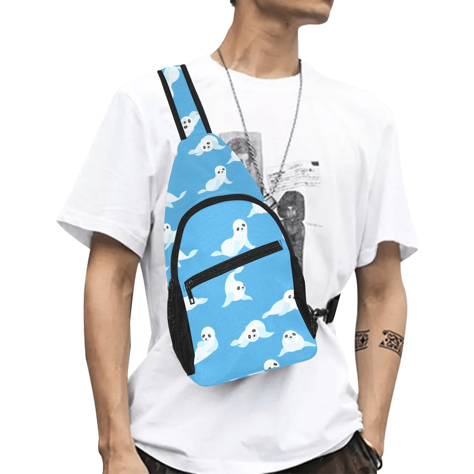 Cute sea lion seal pattern background All Over Print Chest Bag