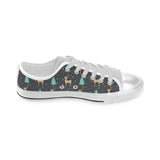 Deers star tree pattern Men's Low Top Canvas Shoes White