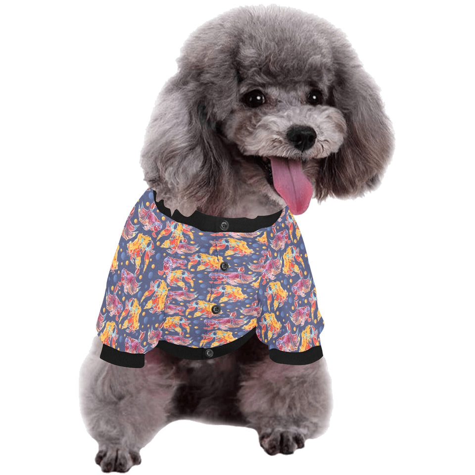 Goldfish Pattern Print Design 05 All Over Print Pet Dog Round Neck Fuzzy Shirt