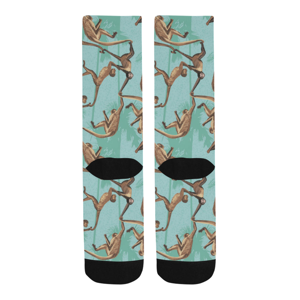 Monkey Palm tree background Crew Socks