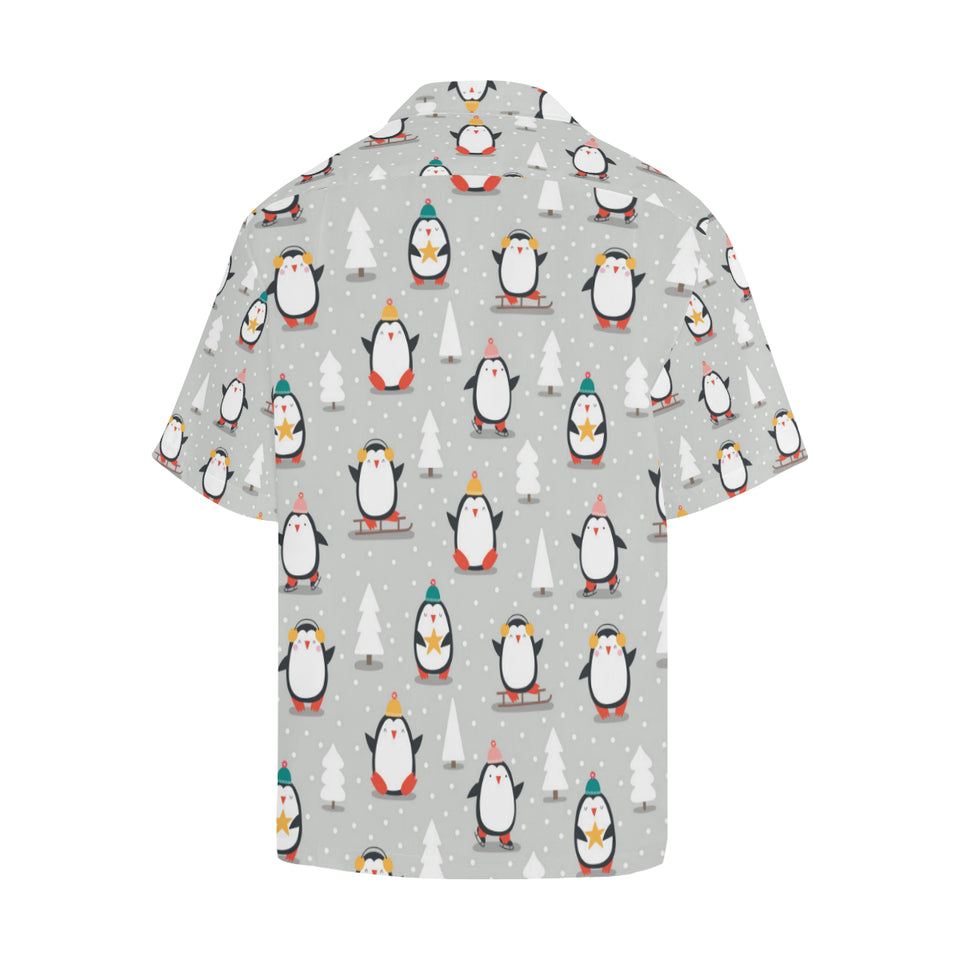 Cute Penguin christmas pattern Men's All Over Print Hawaiian Shirt
