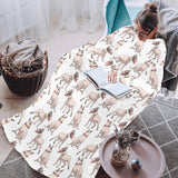 Bull Terrier Pattern Print Design 04 Blanket Robe with Sleeves