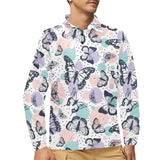 Butterfly pattern Men's Long Sleeve Polo Shirt
