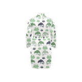 Chameleon lizard succulent plant pattern Men's Long Sleeve Belted Night Robe