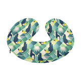 Toucan tropical leaves design pattern U-Shaped Travel Neck Pillow
