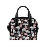 white swan blooming flower pattern Shoulder Handbag