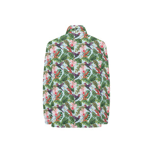Hummingbird Pattern Print Design 05 Women's Long Sleeve Polo Shirt