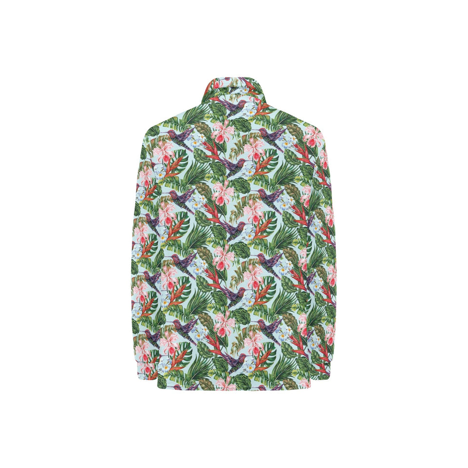 Hummingbird Pattern Print Design 05 Women's Long Sleeve Polo Shirt