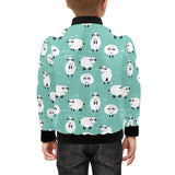 Cute sheep green background Kids' Boys' Girls' Bomber Jacket