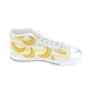 Banana pattern blackground Men's High Top Canvas Shoes White