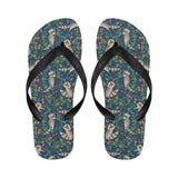 Raccoon tropical leaves pattern Unisex Flip Flops