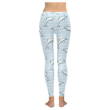 Dolphin blue striped background Women's Legging Fulfilled In US