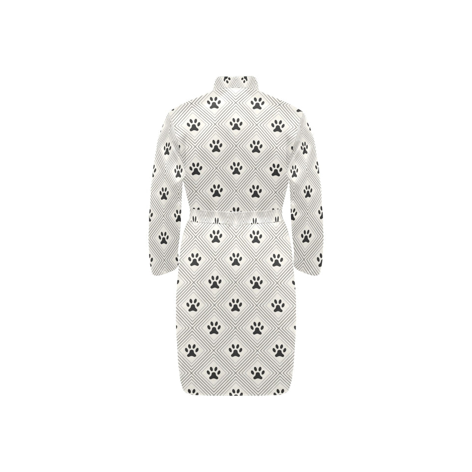 Dog Paws Pattern Print Design 03 Men's Long Sleeve Belted Night Robe