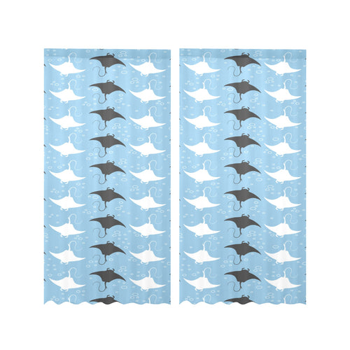 Stingray Pattern Print Design 03 Gauze Curtain