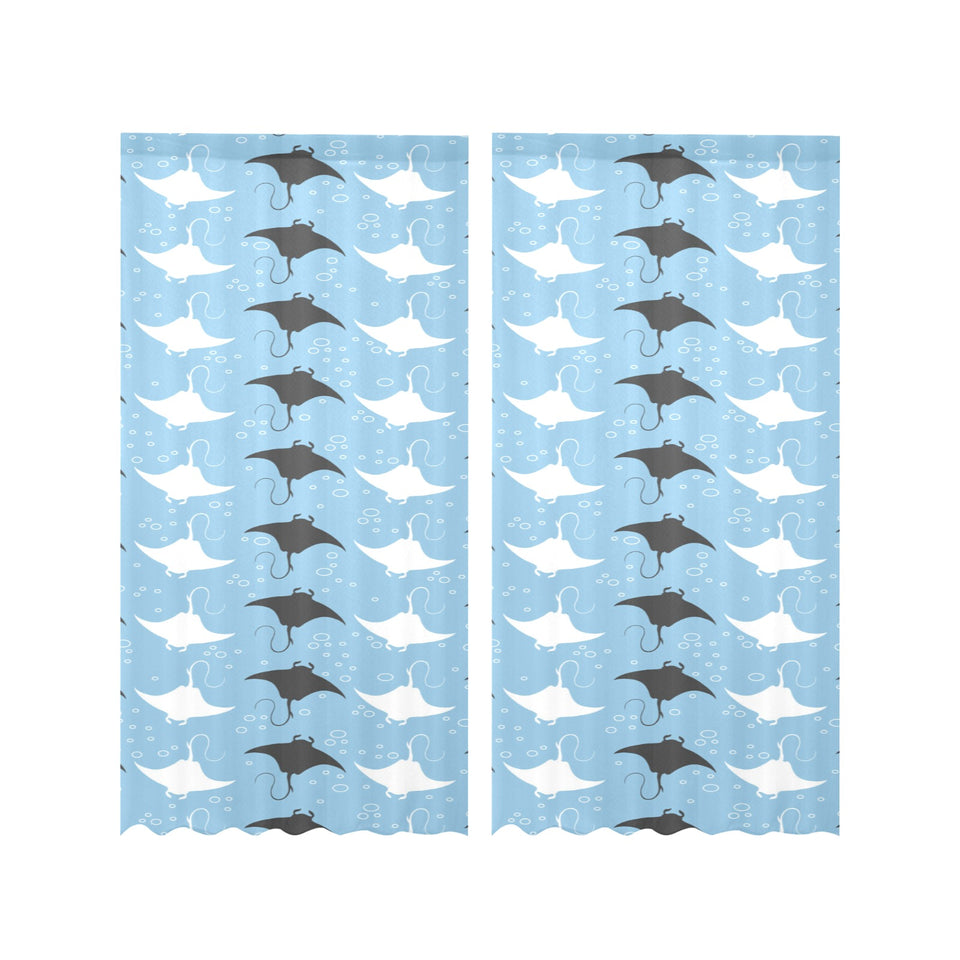 Stingray Pattern Print Design 03 Gauze Curtain