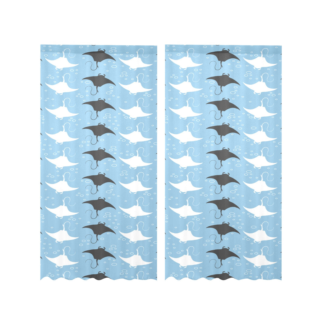 Stingray Pattern Print Design 03 Gauze Curtain