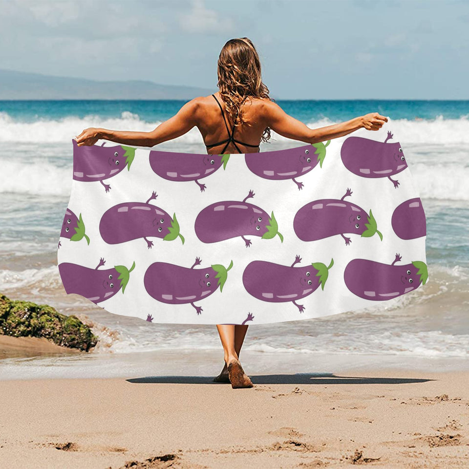 Eggplant Pattern Print Design 01 Beach Towel