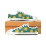 Sun green background Women's Low Top Canvas Shoes White