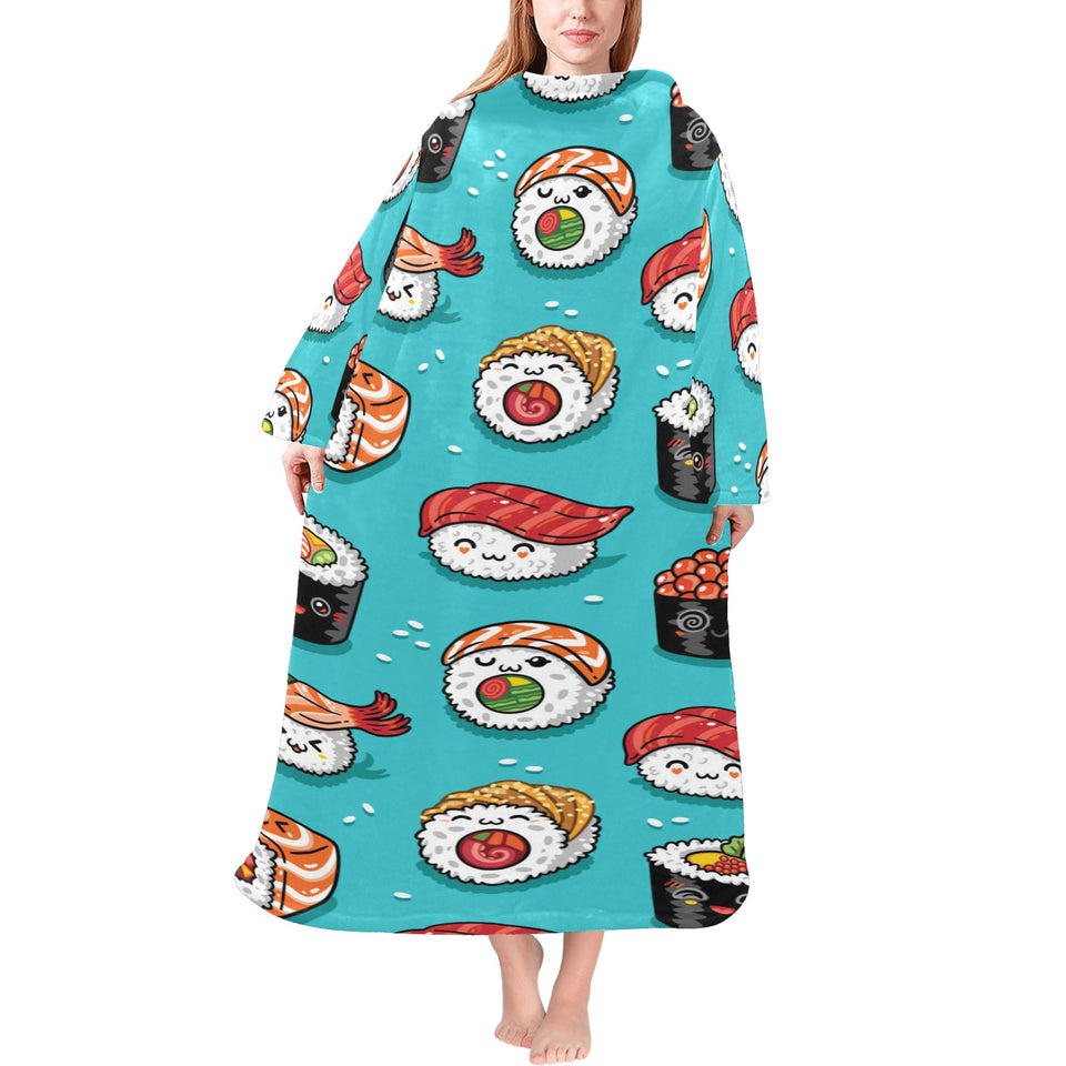 Cute sushi pattern Blanket Robe with Sleeves