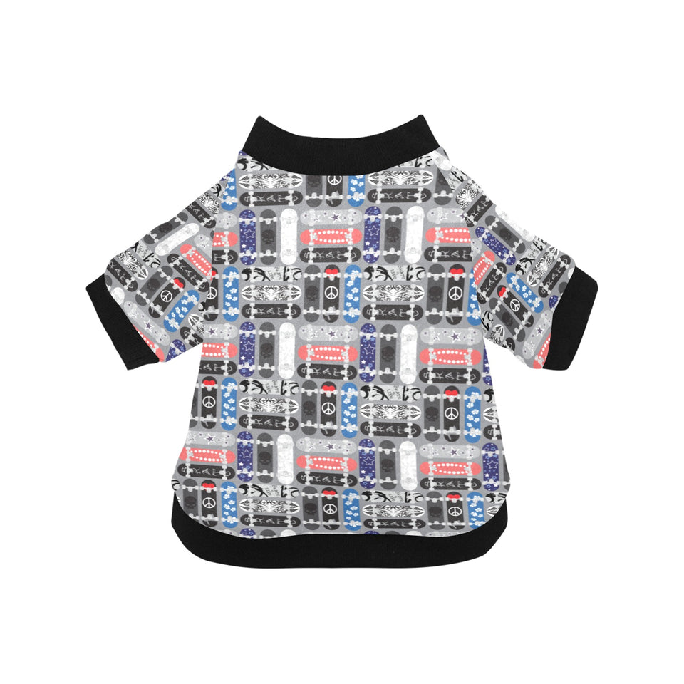 Skate Board Pattern Print Design 04 All Over Print Pet Dog Round Neck Fuzzy Shirt