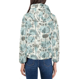 Dragonfly Butterfly Plants insect flower vintage s Women's Padded Hooded Jacket