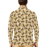 Hamburger Pattern Print Design 01 Men's Long Sleeve Polo Shirt