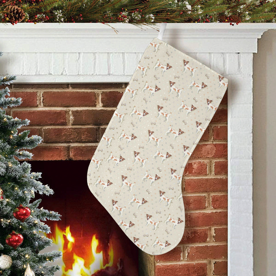 Jack Russel Pattern Print Design 02 Christmas Stocking