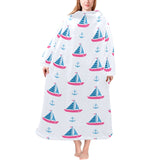 Sailboat anchor pattern Blanket Robe with Sleeves