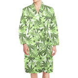 Canabis Marijuana Weed Pattern Print Design 01 Men's Long Sleeve Belted Night Robe