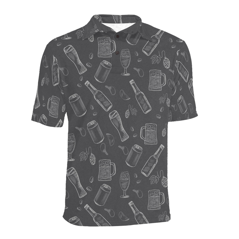 Beer hand drawn pattern Men's All Over Print Polo Shirt
