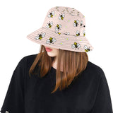Cute bee flower pattern pink background Unisex Bucket Hat