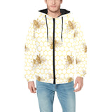 Bee honeycomb seamless design pattern Men's Padded Hooded Jacket