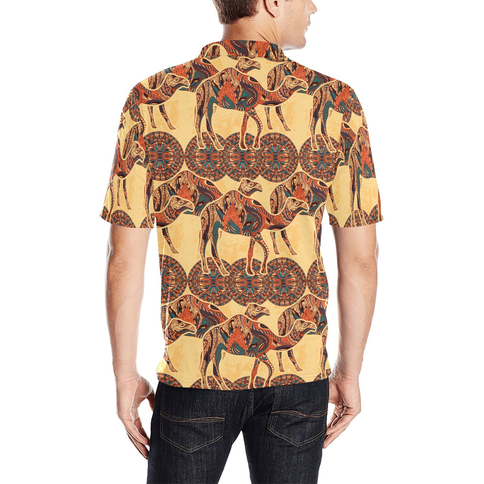 Camel polynesian tribal design pattern Men's All Over Print Polo Shirt
