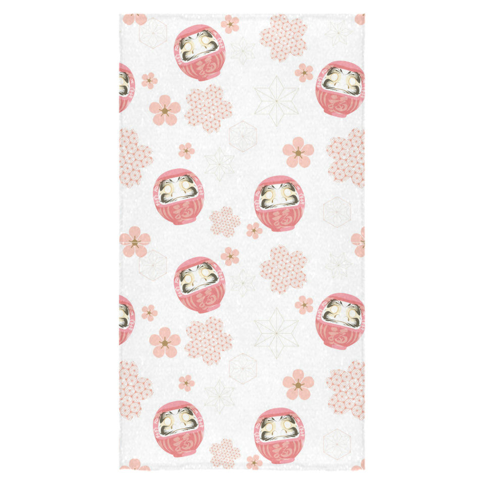 Daruma japanese wooden doll cherry blossom flower Bath Towel