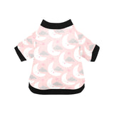Cute moon cloud star pattern pink dot background All Over Print Pet Dog Round Neck Fuzzy Shirt