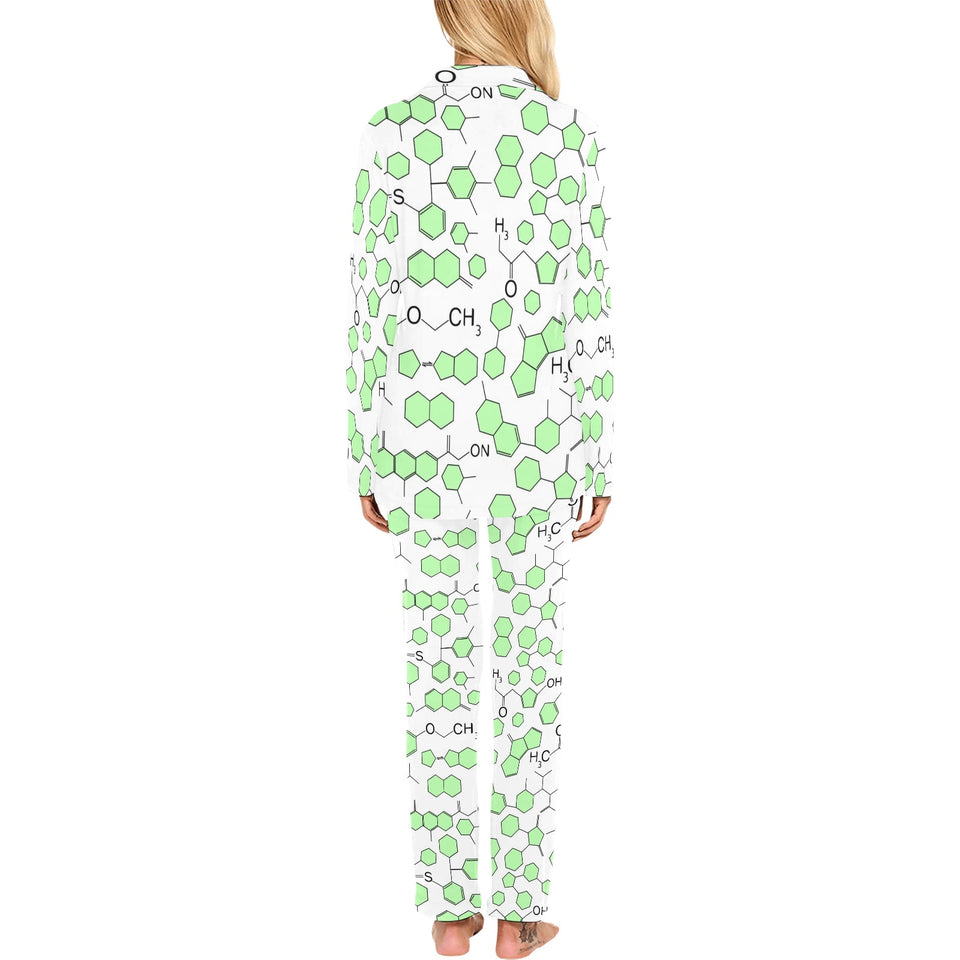 Chemistry Periodic Table Pattern Print Design 03 Women's Long Pajama Set