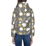 Beautiful gold autumn maple leaf pattern Women's Padded Hooded Jacket