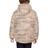 Brick Printed Pattern Print Design 01 Kids' Boys' Girls' Padded Hooded Jacket