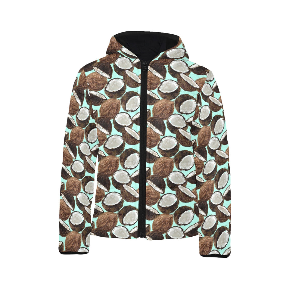Coconut Pattern Print Design 03 Kids' Boys' Girls' Padded Hooded Jacket