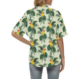 Beautiful parrot palm leaves pattern Women's All Over Print Hawaiian Shirt